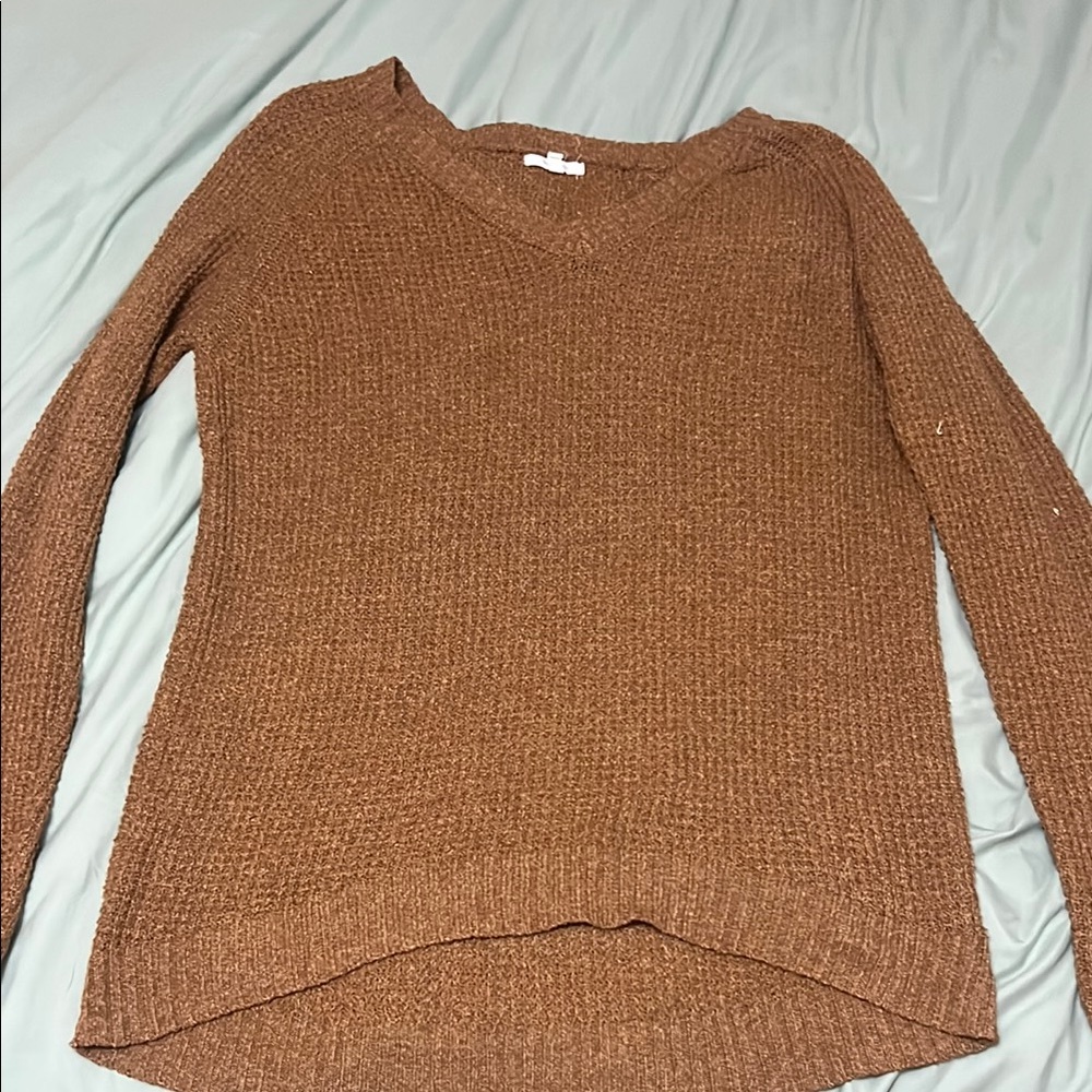Cozy Burnt Orange V-Neck Sweater
